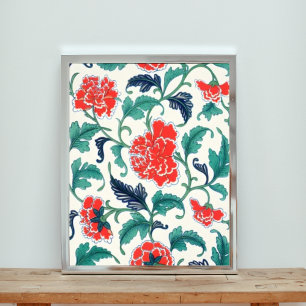 Foto Padrão Floral Vermelho em Fundo Branco