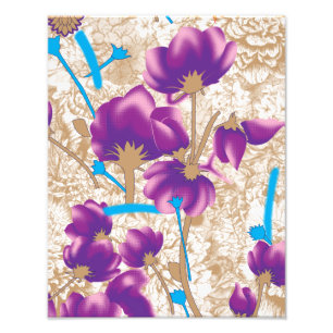 Foto Padrão floral vibrante com púrpura e azul f