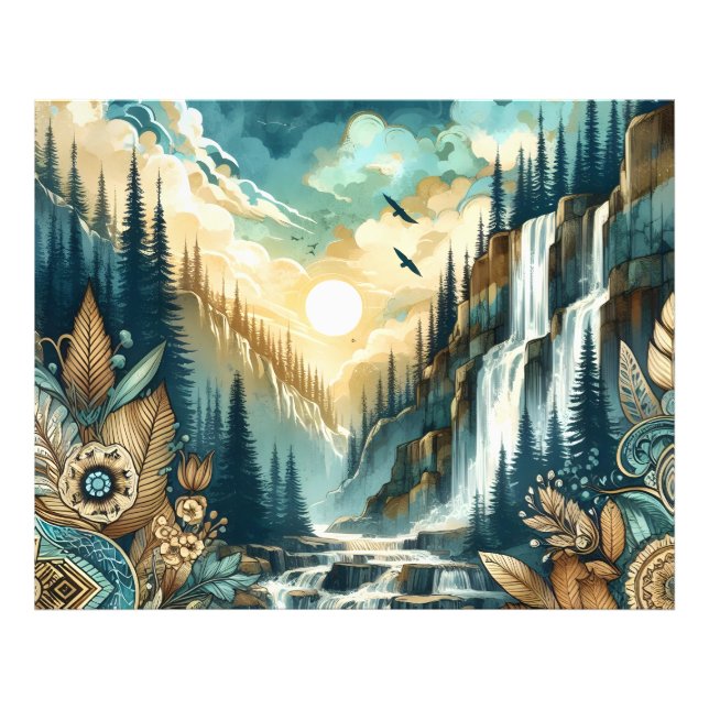 Foto Padrão Natural do Boho da Quebra d'Água da Florest (Frente)
