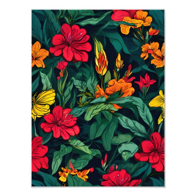 Foto Padrão sem costura com flores vibrantes (Frente)