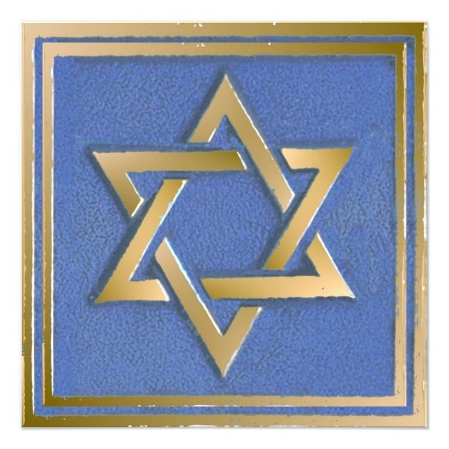 Foto Painel de Arte Estrela de Davi Azul Dourado (Frente)