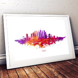 Foto Paisagem da Cidade de Nova York Aquarela em Branco