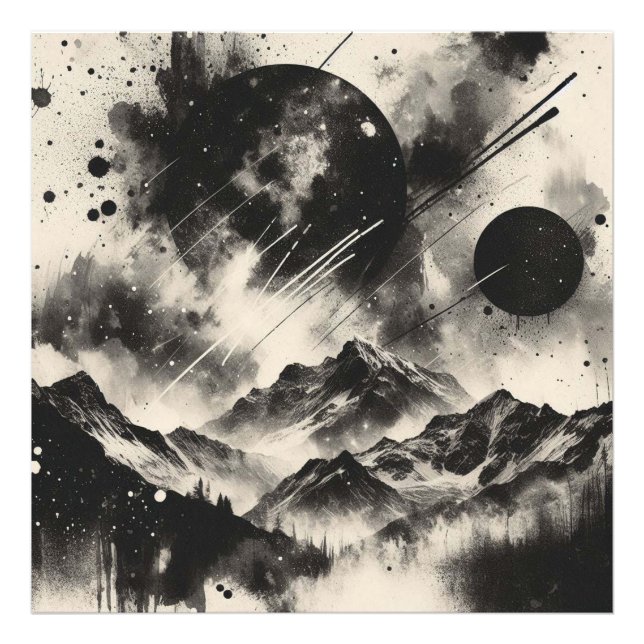 Foto Paisagem de montanha surreal com Abstrato (Frente)