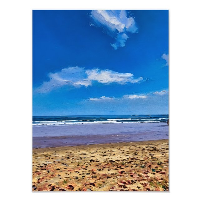 Foto Paisagem de Serene Beach com Céu Azul (Frente)