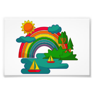 Foto Paisagem de viagem de barco sob nuvens solares e a