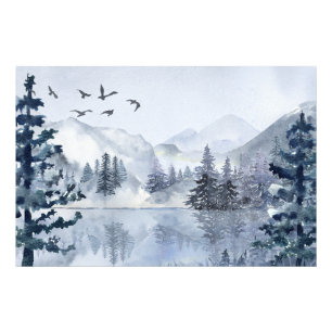 Foto Paisagem do lago das montanhas de aquarela