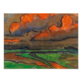 Foto Paisagem Marsh Sob Nuvens Vermelhas | Emil Nolde |