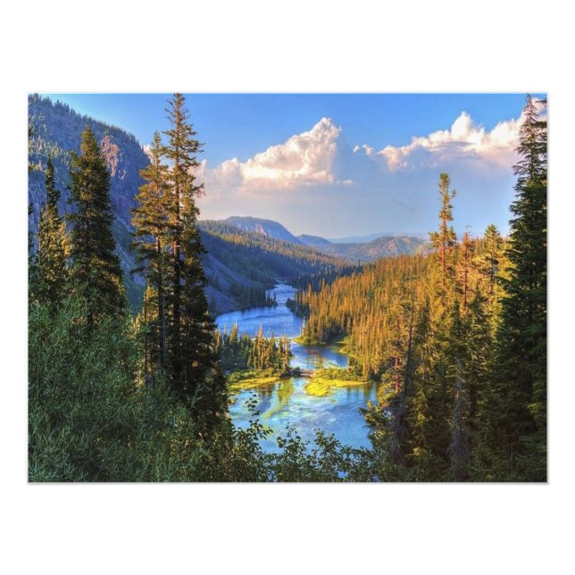 Foto Paisagem Montanhas Stream Cloudy Sky Impressão (Frente)