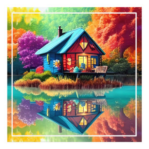 Foto Paisagem natural com lago, algodão, outono