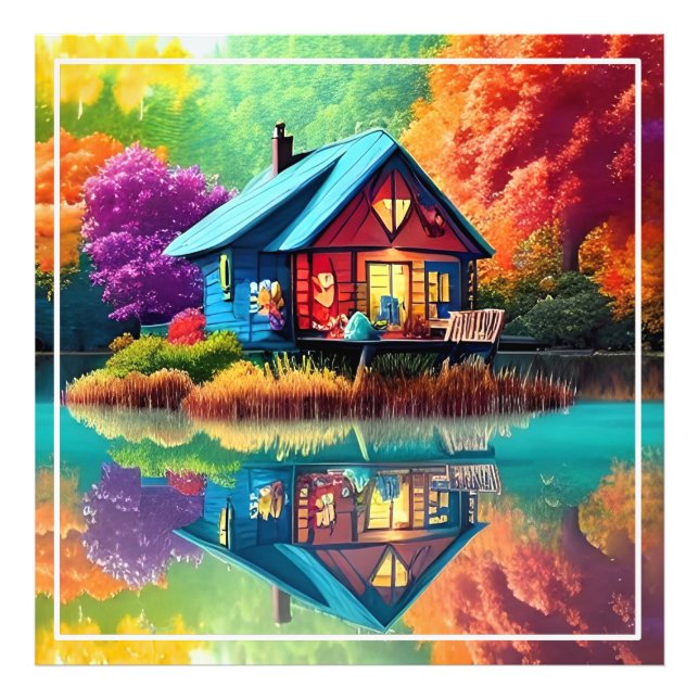 Foto Paisagem natural com lago, algodão, outono (Frente)