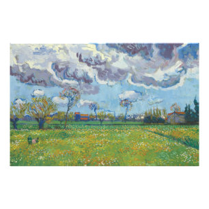 Foto Paisagem sob uma tempestade no céu Vincent Gogh