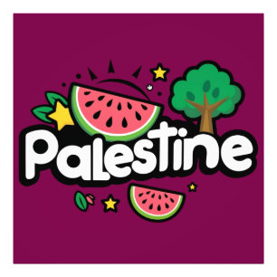 Foto Palavra fofa Palestina cercada por melancias árvor