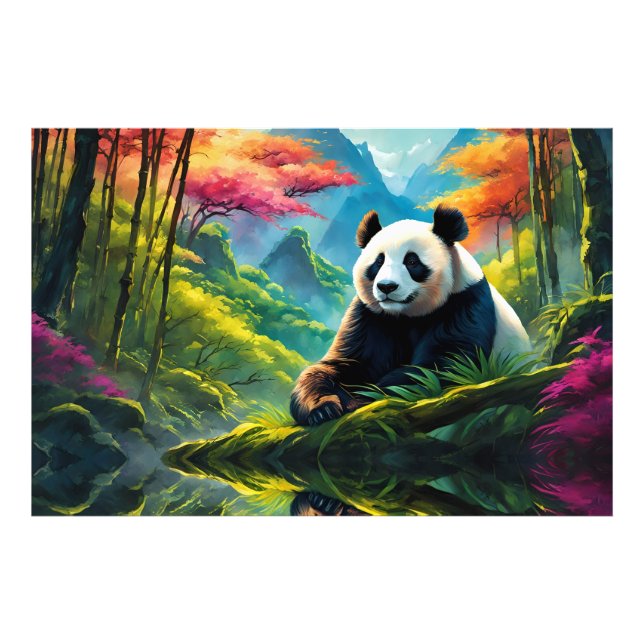 Foto Panda gigante na floresta de Bamboo na montanha (Frente)