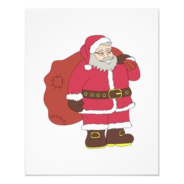 Foto Papai Noel em vermelho com saco de presentes e ócu (Frente)