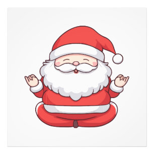 Foto Papai Noel Kawaii Engraçado Yoga Meditação