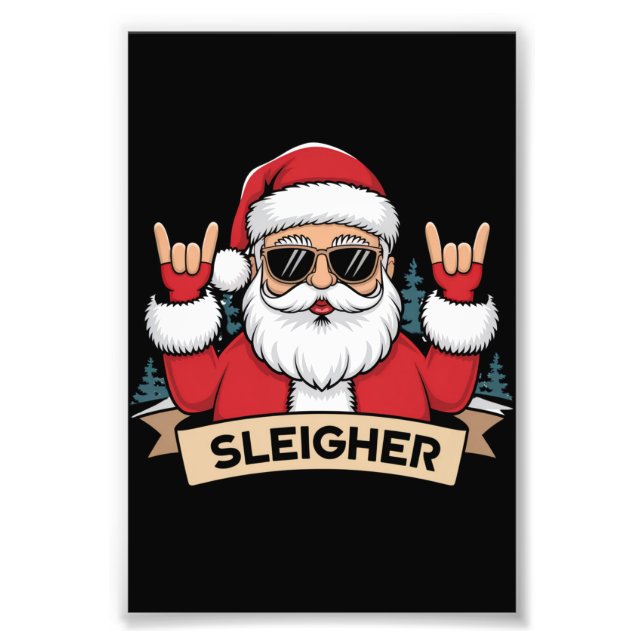 Foto Papai Noel Rockeiro de Natal Sleigher  (Frente)