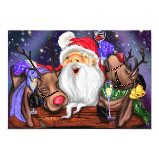 Foto Papais noeis e renas Engraçados Poster de Natal (Frente)