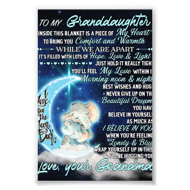 Foto Para a minha neta Elefante Noite, Ideia do present (Frente)