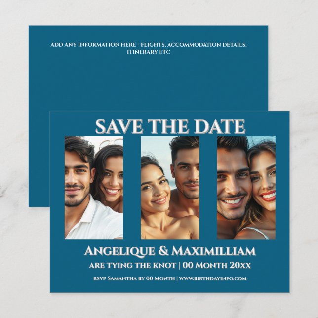 Foto para salvar o cartão de data elegante e moder (Frente/Verso)