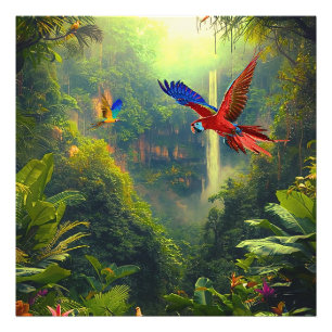 Foto Paraíso Tropical – Tela de Macaw Jungle Colorida A