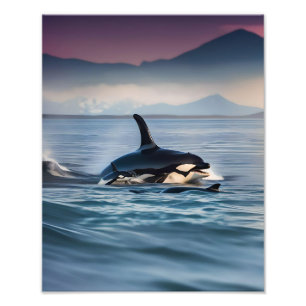 Foto Parental Bliss: Mamãe E Bebê Orcas No Oceano,