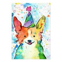 Partido Corgi Watercolor Impressão