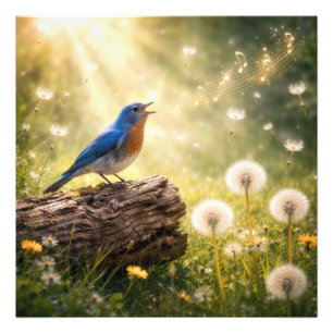 Foto Pássaro Azul Cantando ao Sol