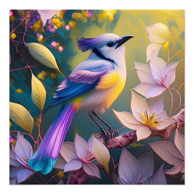 Foto Pássaro de Fantasia Amarelo Violet Tufado (Frente)