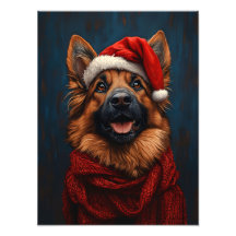Pastor Alemão com um Chapéu de Papai Noel
