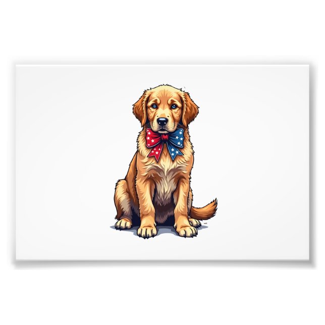 Foto Patriotic Golden Retriever Puppy Vintage Shirt 4 (Frente)