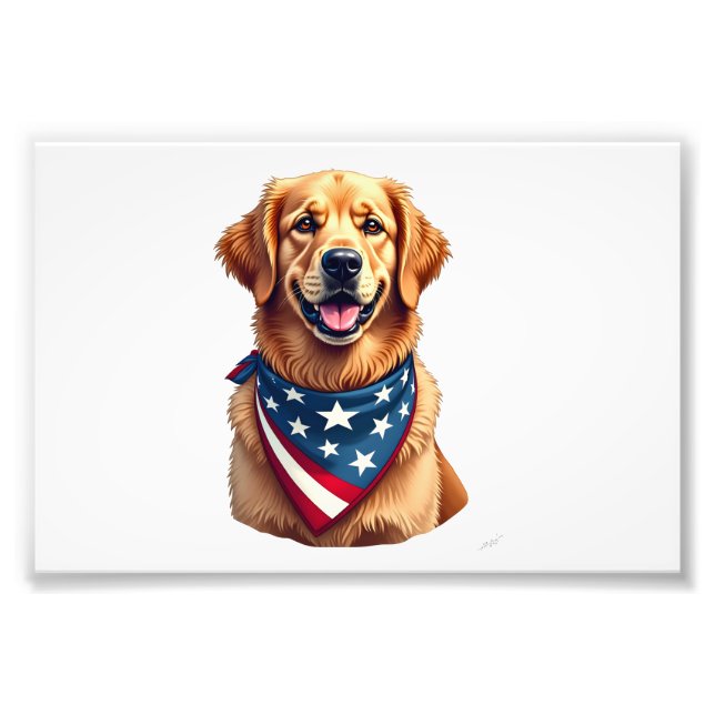 Foto Patriotic Golden Retriever Vintage Engraving Shirt (Frente)
