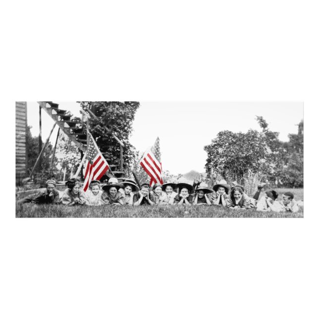 Foto Patriotic Group Women American Flag Circa 1910 (Frente)