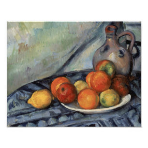 Foto Paul Cezanne - fruta e um jarro em uma mesa