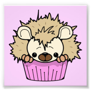 FOTO PCH CUTE CARTOON PASTEL PINK HEDGEHOG CUPCAKE HAPP