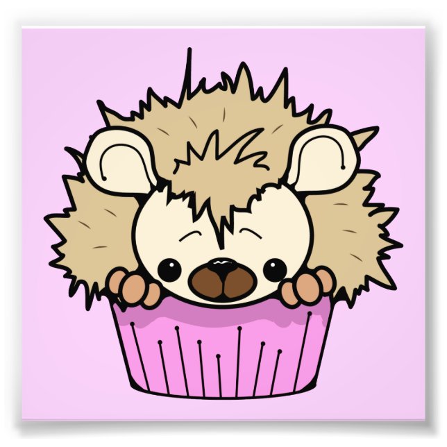 FOTO PCH CUTE CARTOON PASTEL PINK HEDGEHOG CUPCAKE HAPP (Frente)