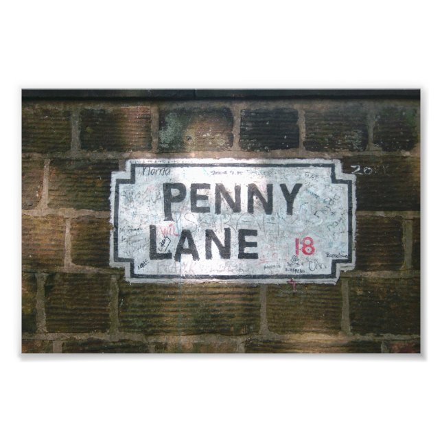 Foto Penny Lane Street Sign, Liverpool UK (Frente)