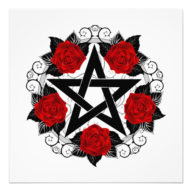 Foto Pentagrama com Rosas vermelhas (Frente)