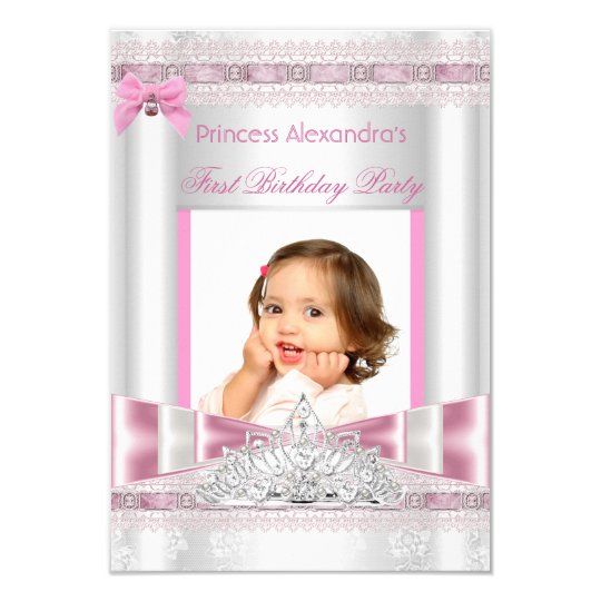 Foto pequena da festa de aniversário da princesa convite 8.89 x 12.7cm