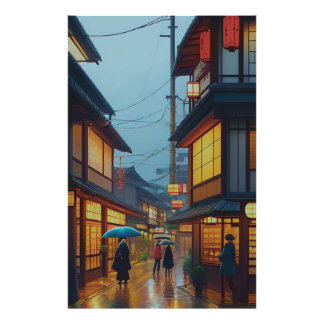 Foto Pequena Estrada Japonesa Chuvosa