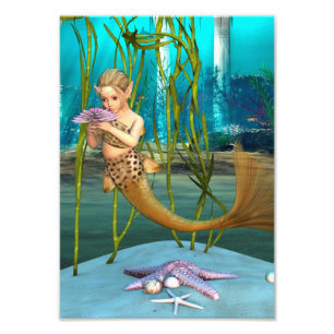 Foto Pequena Sereia com Flor Anêmona