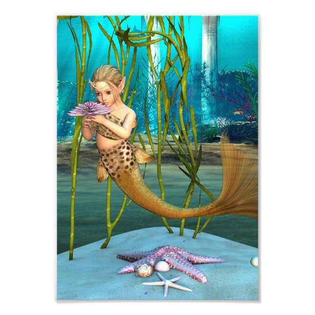 Foto Pequena Sereia com Flor Anêmona (Frente)