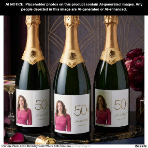 Foto Personalizada 50º Aniversário Dourado Branco