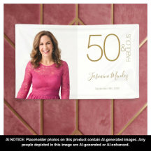 Foto Personalizada 50º Aniversário Dourado Branco 