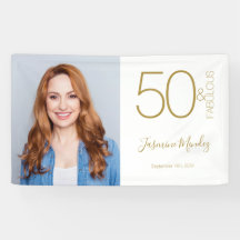 Foto Personalizada 50º Aniversário Dourado Branco 