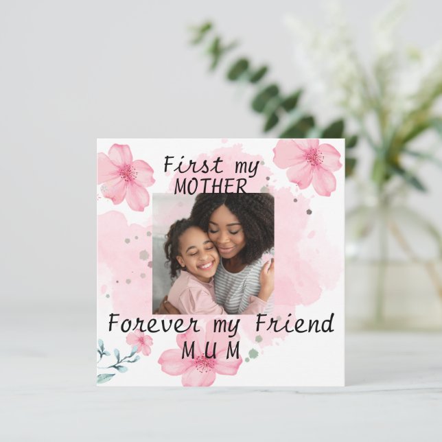 Foto personalizada Cartão de dia de as mães cor-de (Em pé/Frente)