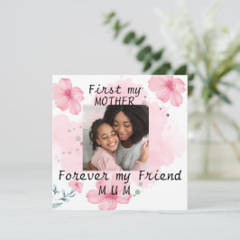 Foto personalizada Cartão de dia de as mães cor-de