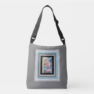 Foto personalizada de bebê azul e preto Tote Bag