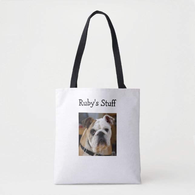 Foto personalizada de cão e Tote Bag de nome (Frente)