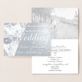 Foto Personalizada de Convite Floral Silver