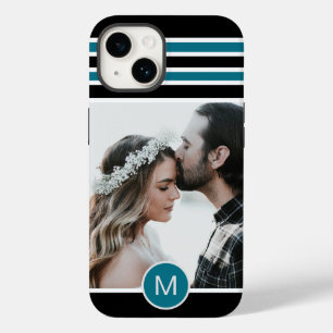 Foto personalizada de monograma com risca azul na